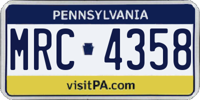 PA license plate MRC4358