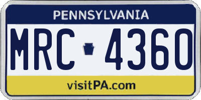 PA license plate MRC4360