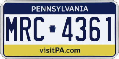 PA license plate MRC4361