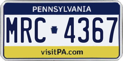 PA license plate MRC4367