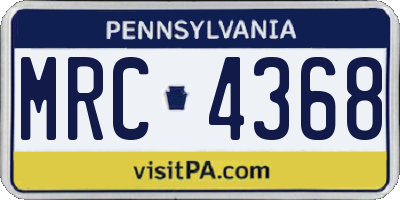 PA license plate MRC4368