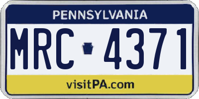PA license plate MRC4371