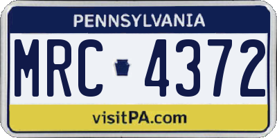 PA license plate MRC4372