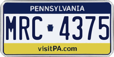 PA license plate MRC4375