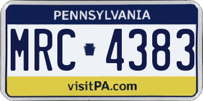 PA license plate MRC4383