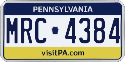 PA license plate MRC4384