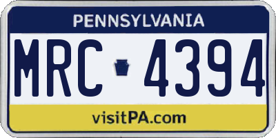 PA license plate MRC4394