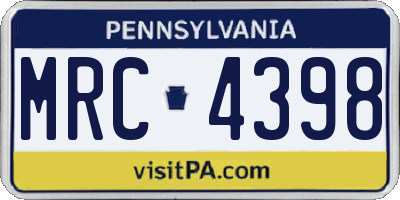 PA license plate MRC4398
