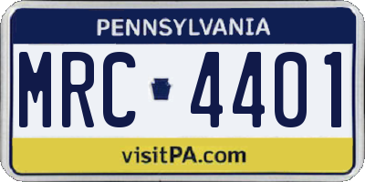 PA license plate MRC4401