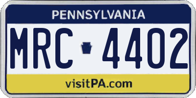 PA license plate MRC4402