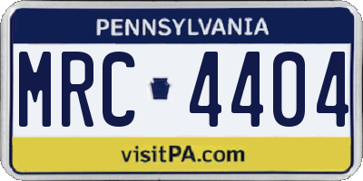 PA license plate MRC4404