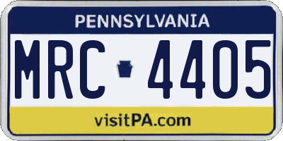 PA license plate MRC4405