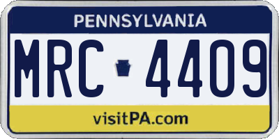 PA license plate MRC4409