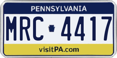 PA license plate MRC4417