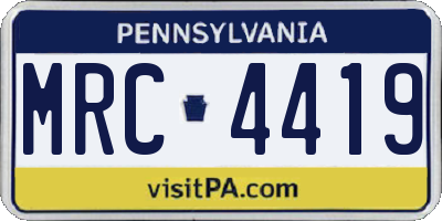 PA license plate MRC4419