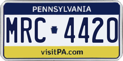 PA license plate MRC4420