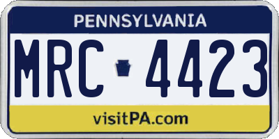 PA license plate MRC4423