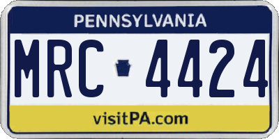 PA license plate MRC4424