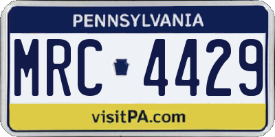 PA license plate MRC4429