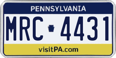 PA license plate MRC4431