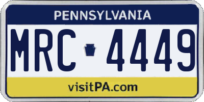 PA license plate MRC4449