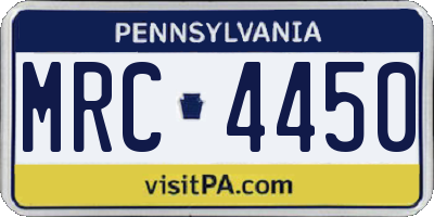 PA license plate MRC4450