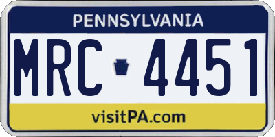 PA license plate MRC4451