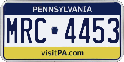 PA license plate MRC4453
