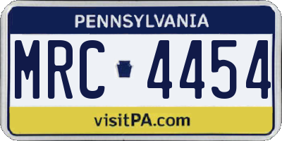 PA license plate MRC4454