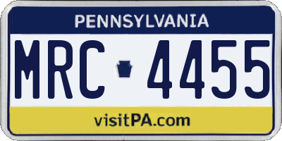 PA license plate MRC4455