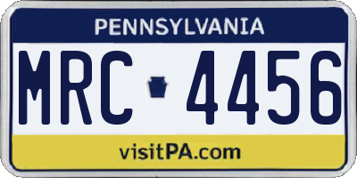 PA license plate MRC4456