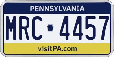 PA license plate MRC4457