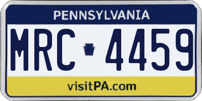 PA license plate MRC4459
