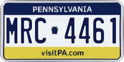 PA license plate MRC4461