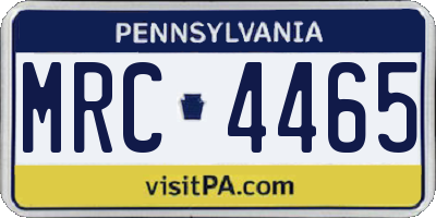 PA license plate MRC4465