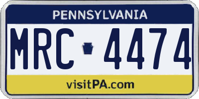 PA license plate MRC4474