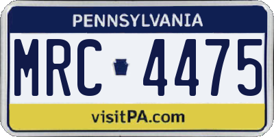 PA license plate MRC4475