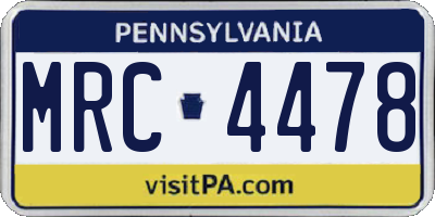 PA license plate MRC4478