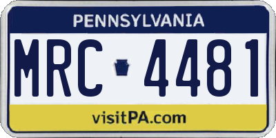 PA license plate MRC4481