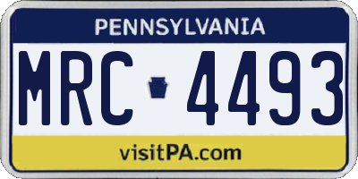 PA license plate MRC4493