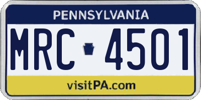 PA license plate MRC4501