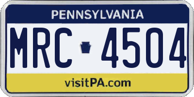 PA license plate MRC4504