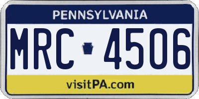 PA license plate MRC4506