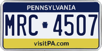 PA license plate MRC4507