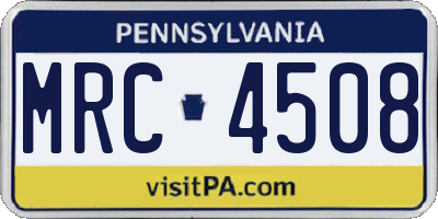 PA license plate MRC4508