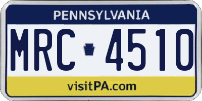PA license plate MRC4510