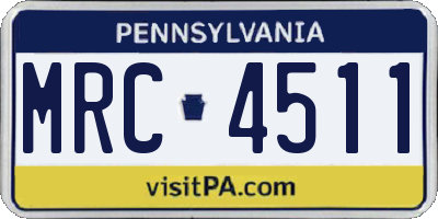 PA license plate MRC4511
