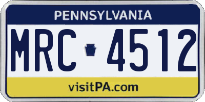 PA license plate MRC4512