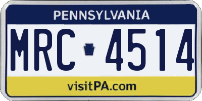 PA license plate MRC4514
