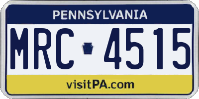 PA license plate MRC4515
